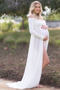 2. Long maternity dresses for baby showers
