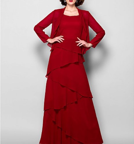 Red Mother of the Bride Dress Plus size
