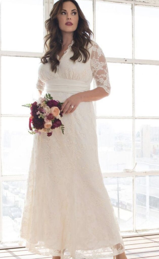 Casual Wedding Dresses For Older Brides With Sleeves 629x1024 