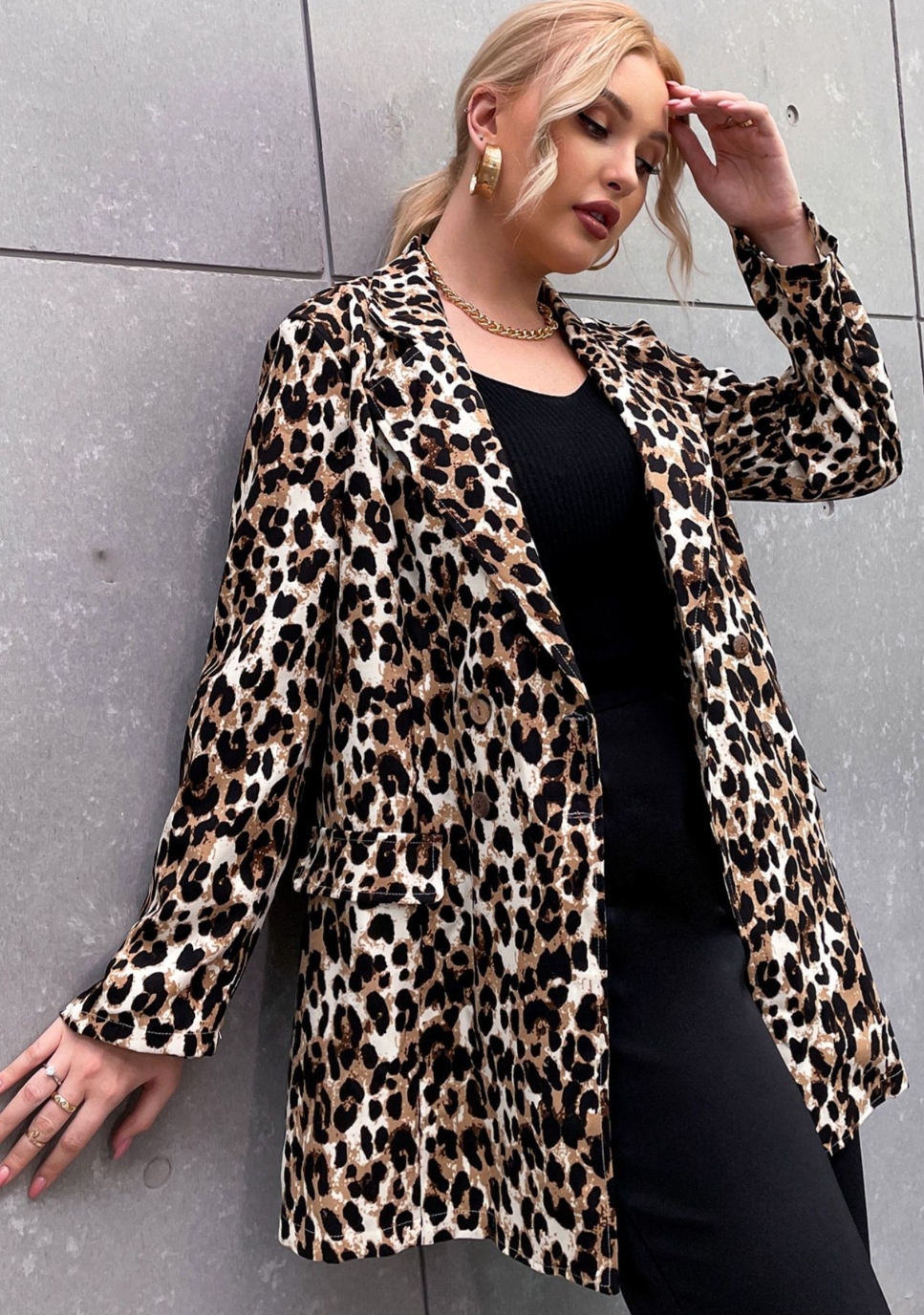 Cheeta Print Plus Size Blazer