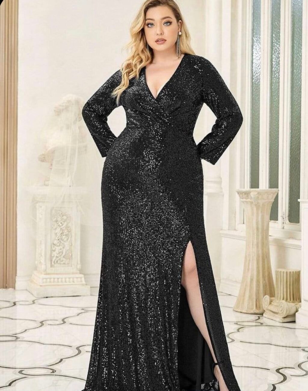 embroidered dresses for wedding guest Sequin Embroidery Dress Formal Evening Gown Remove Discount Anne Klein Side-button Belted Size:Size 26W